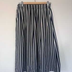 J. Crew Blue and White Striped Midi Skirt